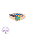 One Rose Gold plated Sterling Silver broad Opal triplet 8x6mm solitaire domed ring
