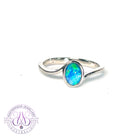 Sterling Silver split shank Opal doublet teal ocean colour ring
