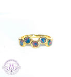 Gold plated silver shaped half eternity band Opal doublet