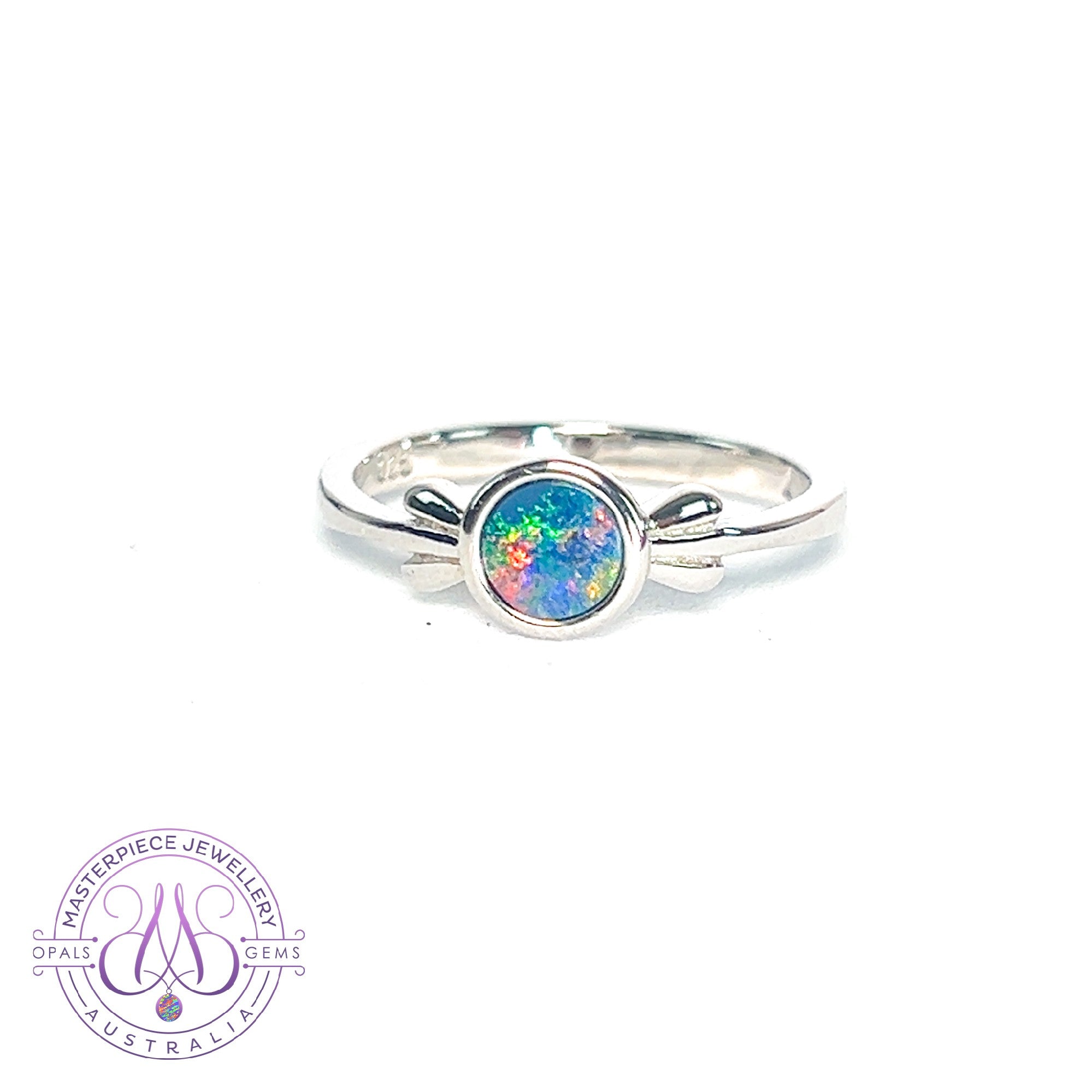 Sterling Silver round 5.5mm Opal doublet ring