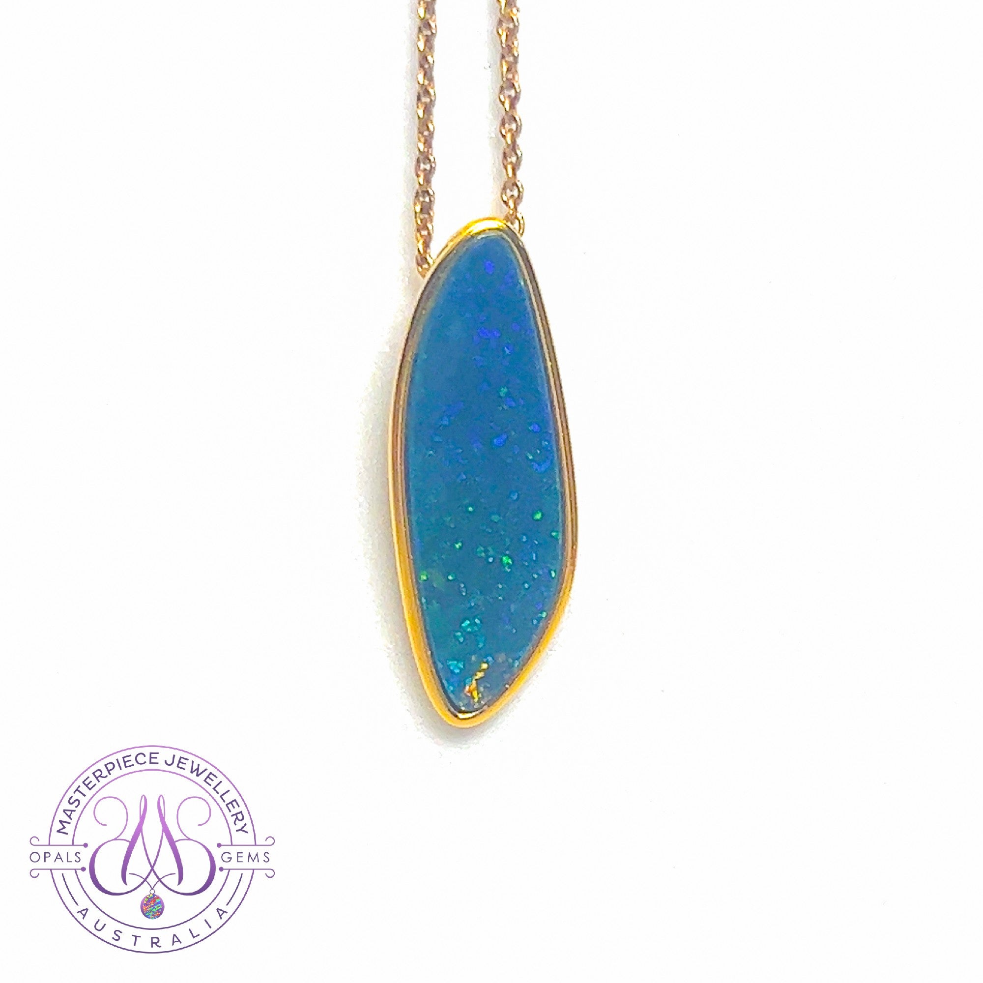 Gold plated Long freeform Opal doublet slider necklace