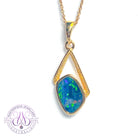 Gold plated Silver freeform Blue Green Opal doublet pendant