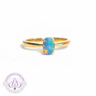 14kt Yellow Gold solitaire ring with one 0.49ct Black Opal