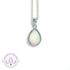 Sterling Silver 10x7mm Pear Shape Light opal bezel pendant