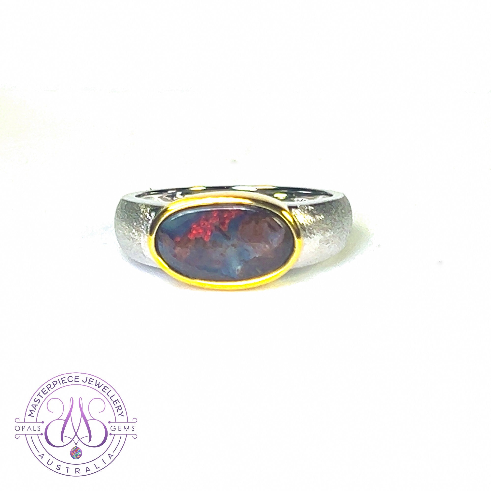 One Sterling Silver matte and gold plate Boulder Opal 2.6ct