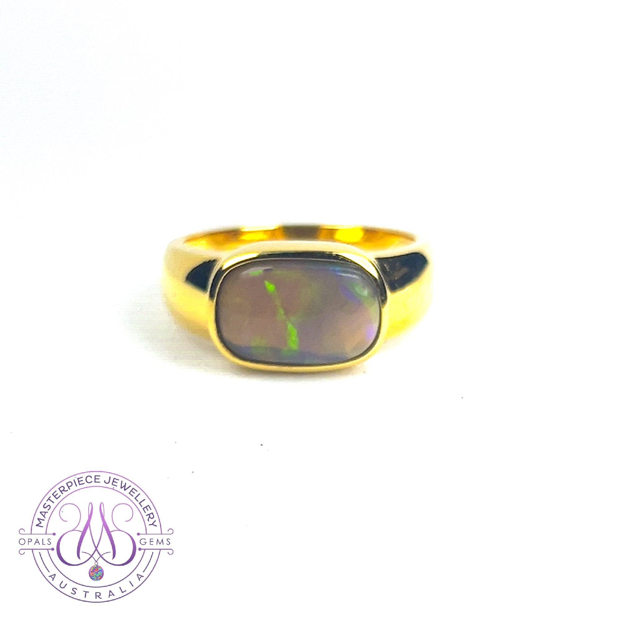 Gold plated Sterling Silver rectangular Black Opal 2.4ct ring