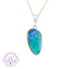 Sterling Silver drop shape Opal Doublet Green Red Blue pendant