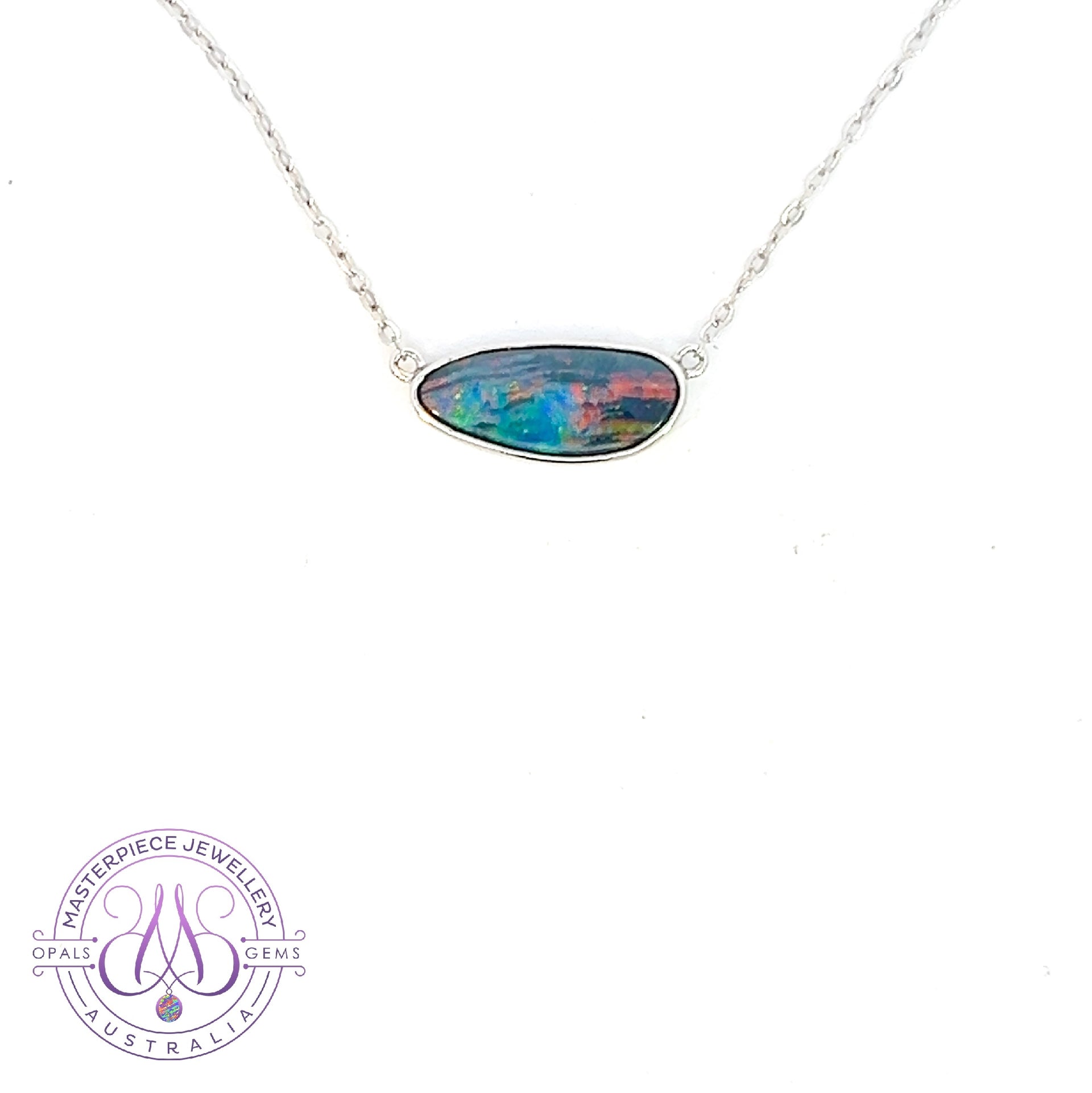 Sterling Silver Freeform Opal doublet necklace - Main Image