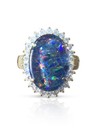 Gold Plated Sterling Silver cluster ring 18x13mm Opal triplet 