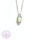 9kt White Gold Marquise Crystal Opal 8x4mm pendant