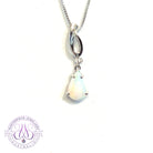 Sterling Silver 9x6mm Light Opal pear shape and cz pendant