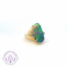 18kt Yellow Gold Black Opal 9.19ct and diamond designer ring