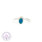 Sterling Silver Oval 6x4mm doublet Opal V-shape ring