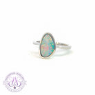 Sterling Silver Triangle shape Opal doublet solitaire bezel set ring