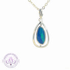 Sterling Silver Opal teardrop shape cut out design pendant doublet