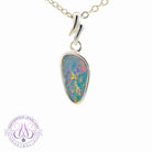 Sterling Silver Triangle shape Opal doublet Red green pendant