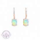 Sterling Silver 10x8mm Light Opal dangling Hook earrings claw set