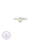 Sterling Silver Solitaire Oval White Opal 8x5mm claw set ring