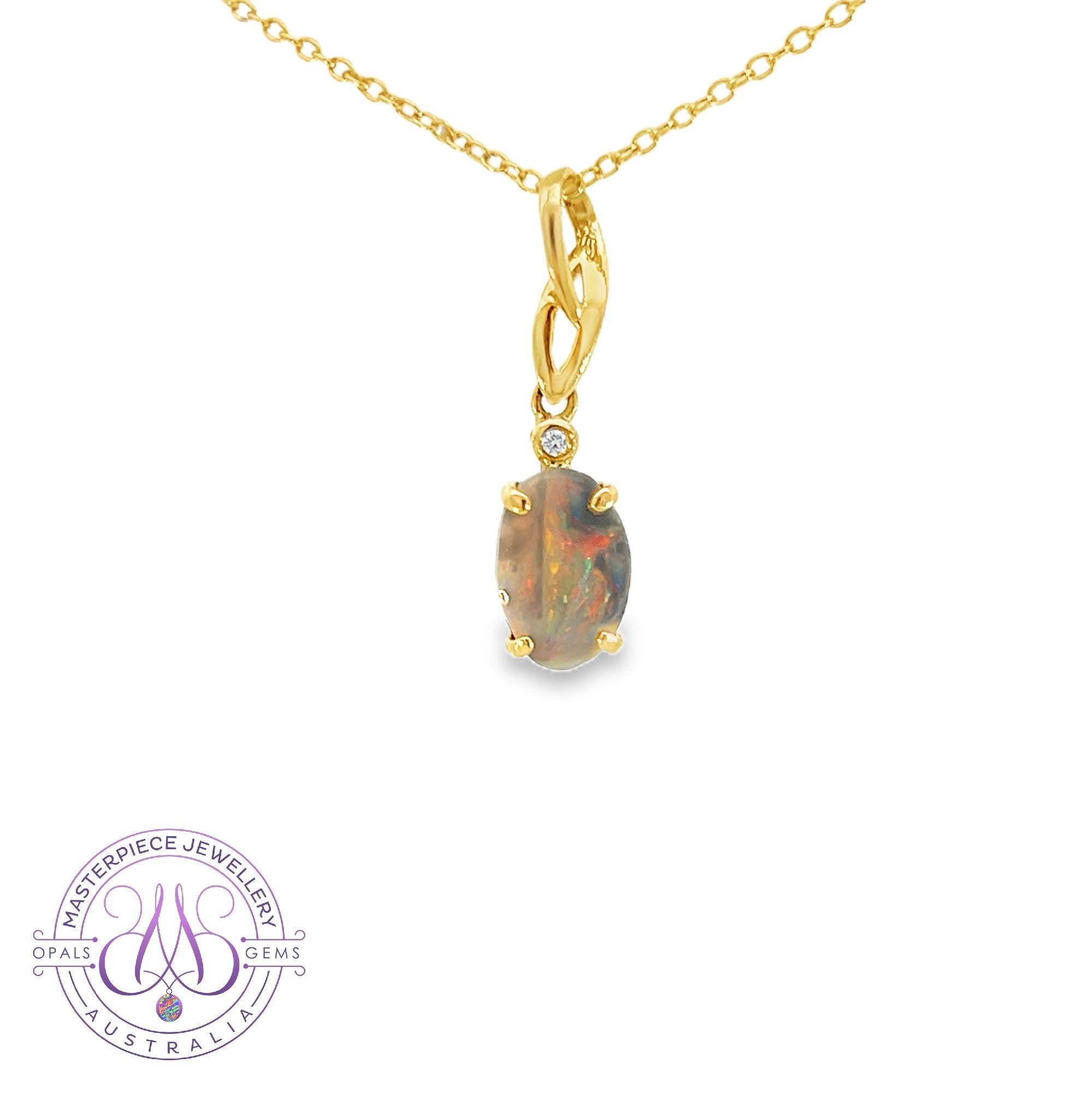 18kt Yellow Gold Black Opal 1.10ct pendant