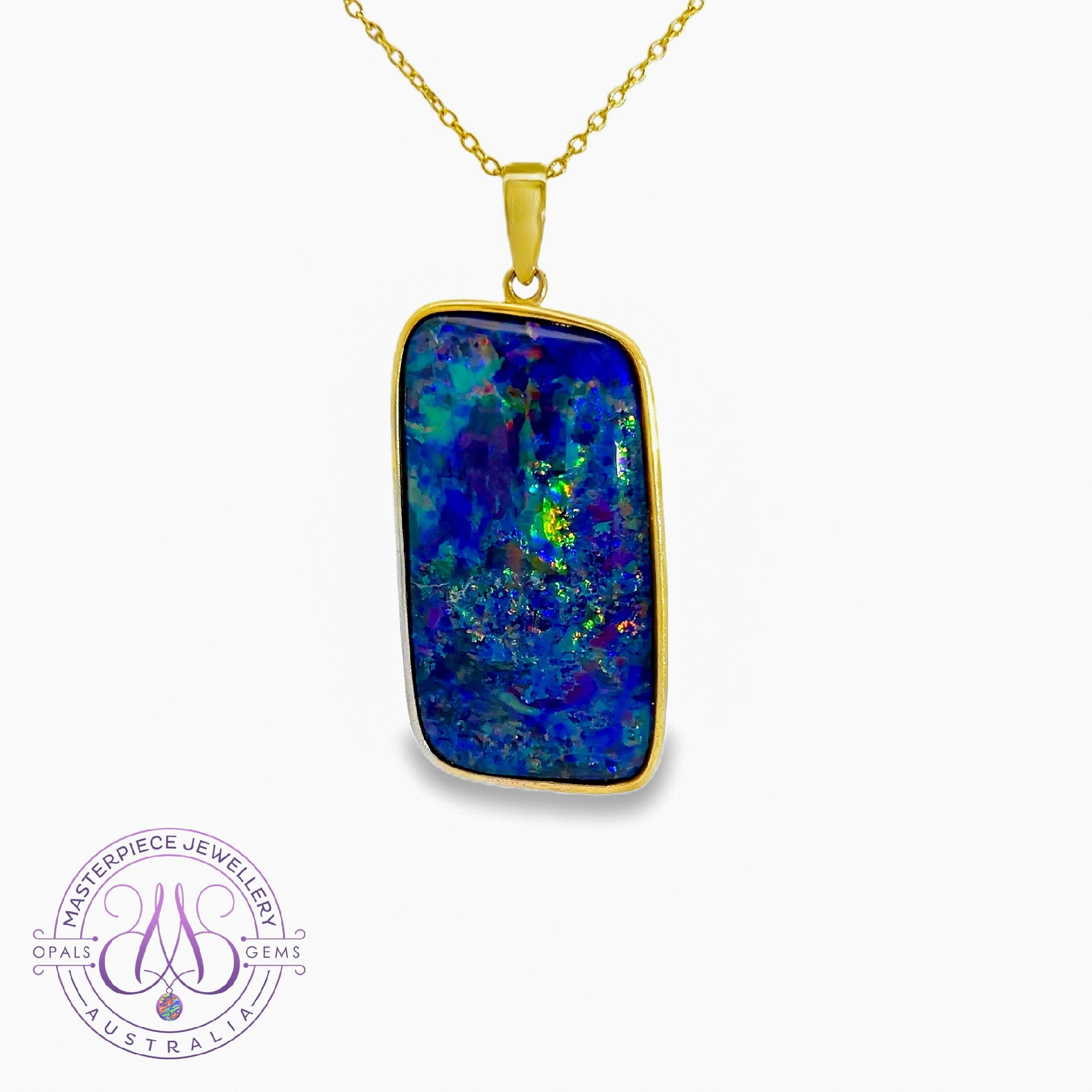 Gold Plated Sterling Silver Rectangular shape Opal Triplet 32x18mm