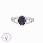 Sterling Silver cut out band Oval Opal doublet 9x7mm ring
