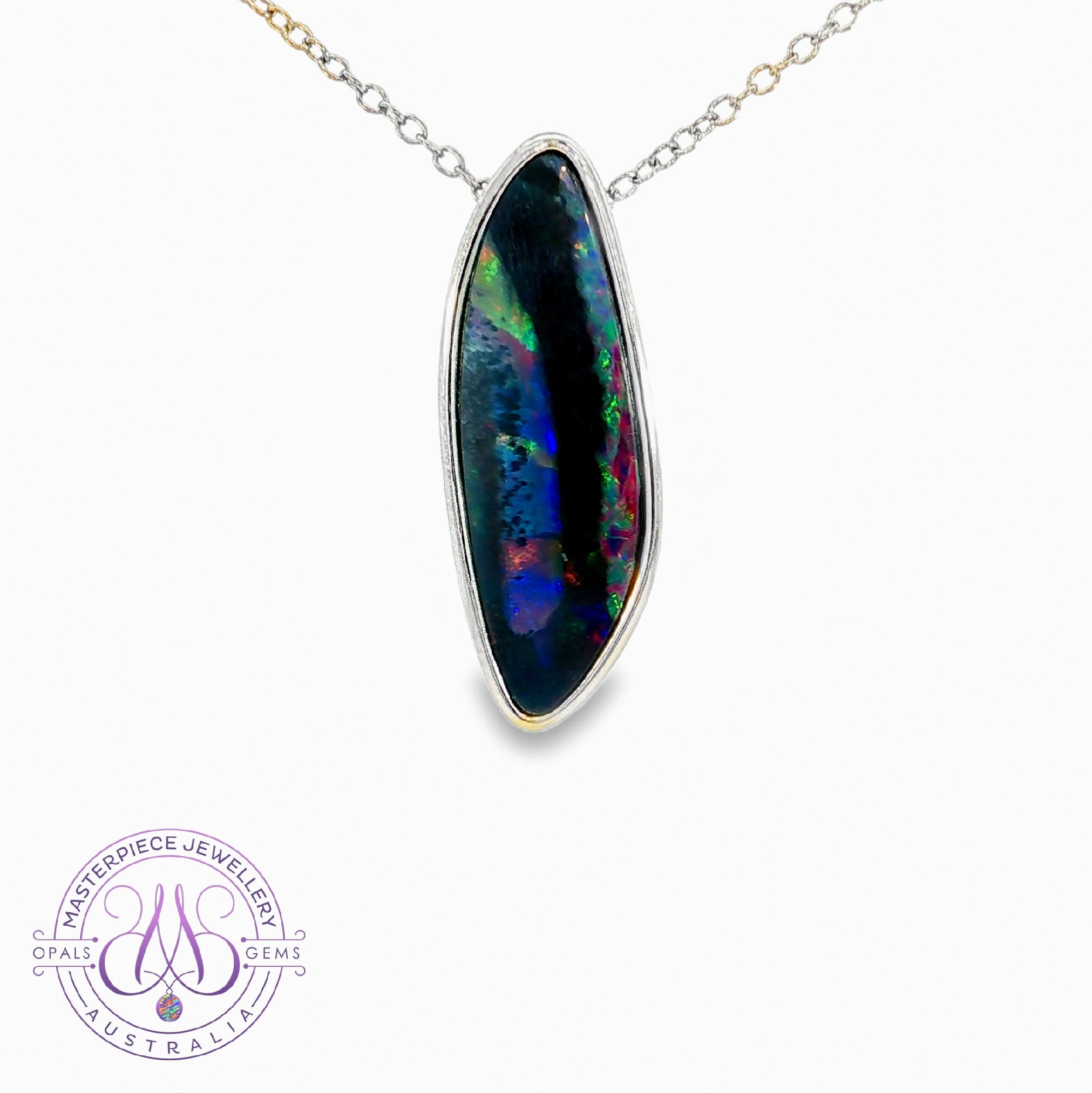 Sterling Silver slider Opal doublet pendant