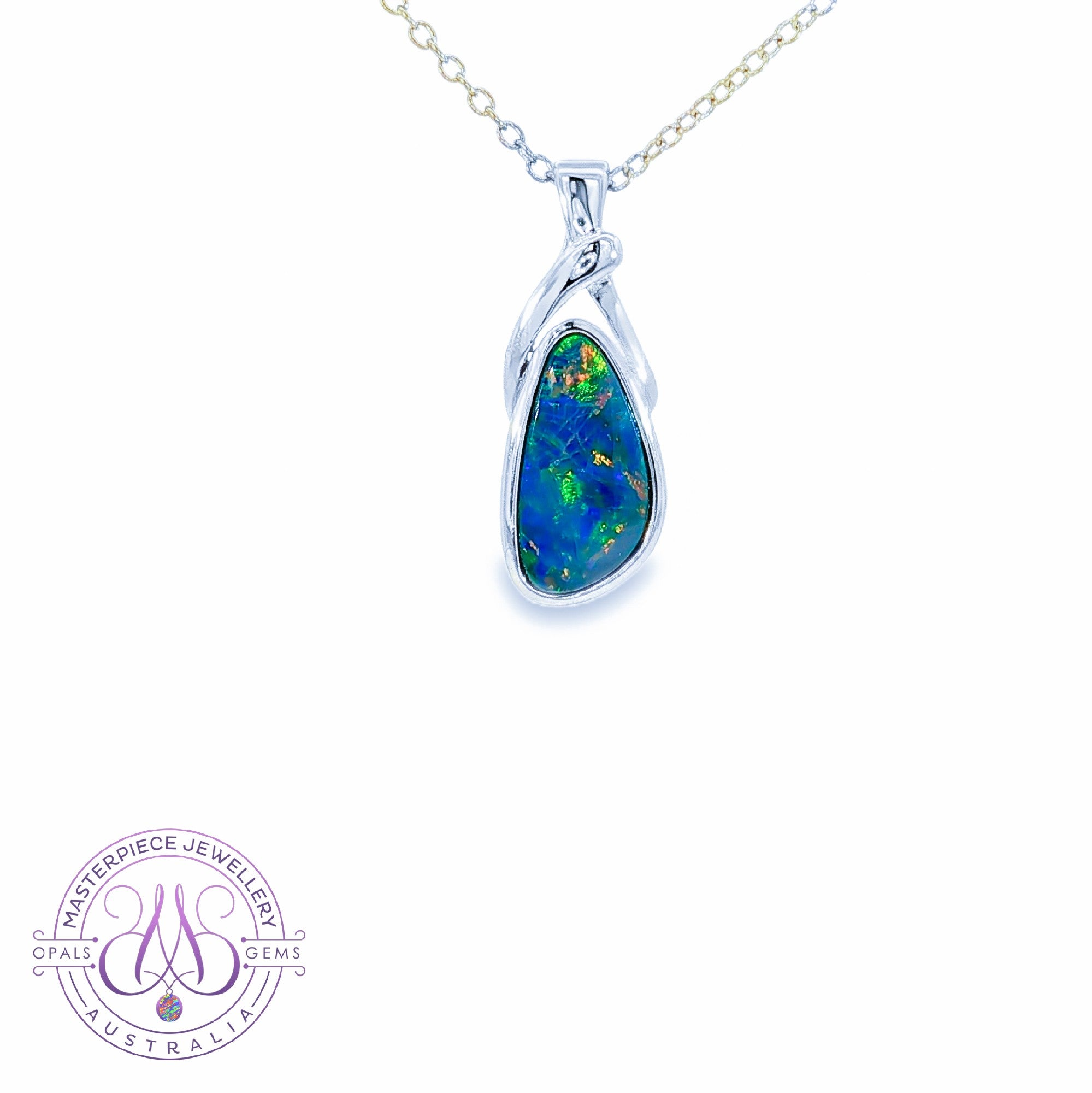 Sterling Silver twist loop Opal doublet pendant