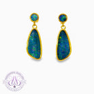 Gold Plated Silver dangling freeform Opal doublet earrings