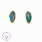 Gold Plated Silver earrings studs Opal doublet