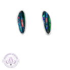 Sterling Silver long freeform shape Red Black Green Opal doublet studs