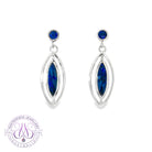 Sterling Silver marquise Blue Opal doublet earrings dangling