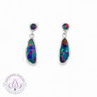 Sterling Silver Blue Red Fire Opal doublet colour earrings 
