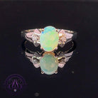 Sterling Silver 8x6mm Light Opal and cz ring