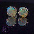 Sterling Silver 10x8mm half bezel Light Opal studs