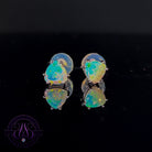 9kt White Gold trillion cut Opal studs