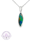 Sterling Silver Marquise shape Red Green yellow Opal doublet 2ct pendant