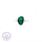 14kt White Gold Opal doublet 1.58ct and diamond 0.08ct ring