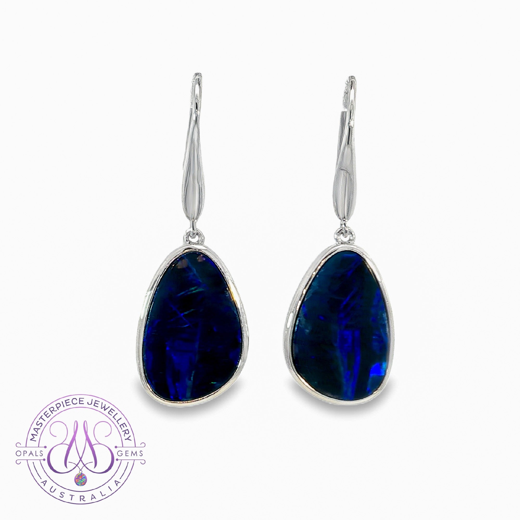 Sterling Silver Blue Opal doublet 7.46ct dangling earrings on hooks