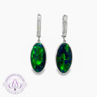 14kt White Gold long dangling Opal triplet huggie style earrings