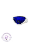 Sterling Silver Blue Boulder Opal bezel set ring
