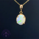Gold Plated White Opal 11x9mm claw set pendant
