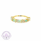 18kt Yellow Gold eternity style Opal and diamond ring