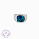 Sterling Silver Opal triplet 10x11.5mm Blue Green ring