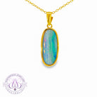 Gold Plated Silver 21x9mm Opal doublet pendant