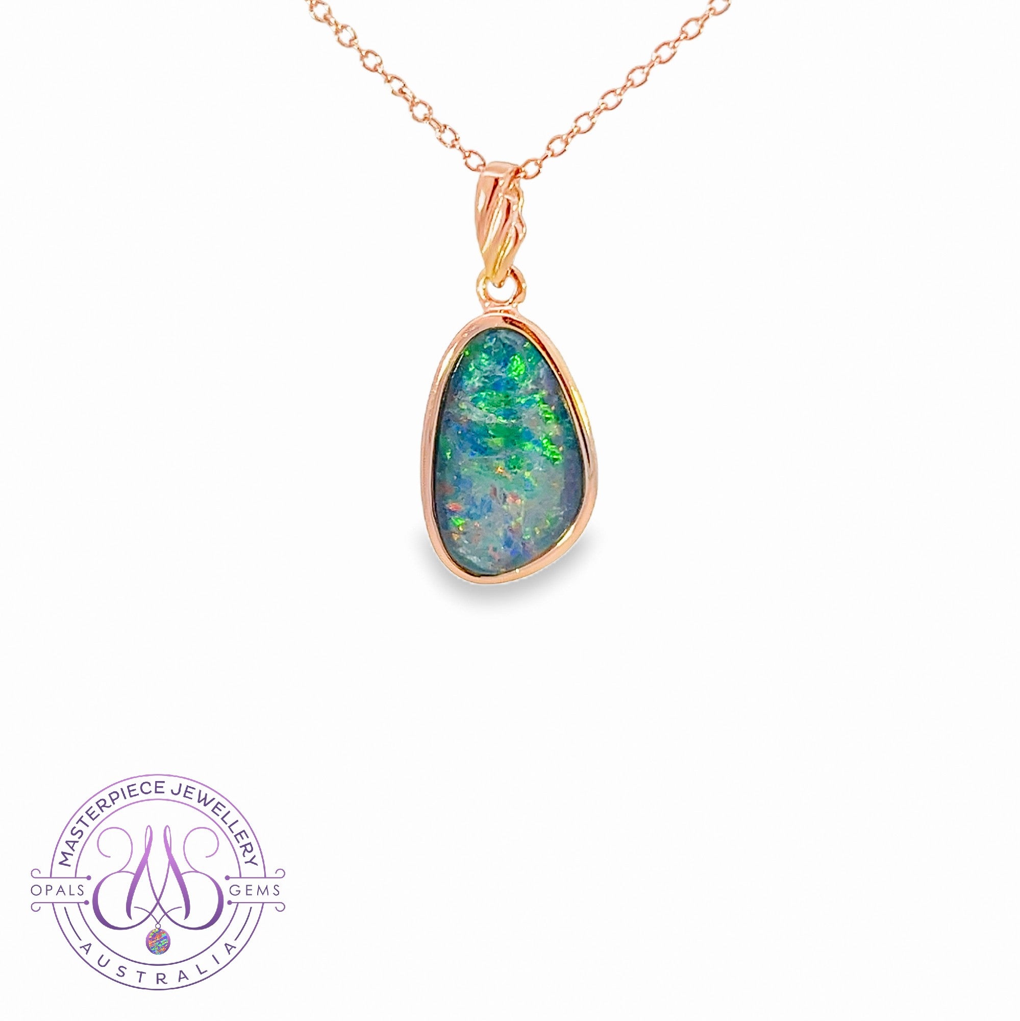 Rose Gold plated silver opal triplet 18x11mm pendant