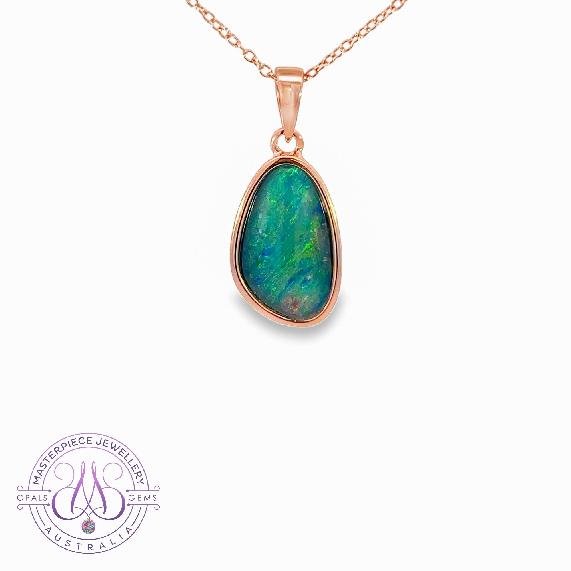 Rose Gold plated silver Opal triplet pendant