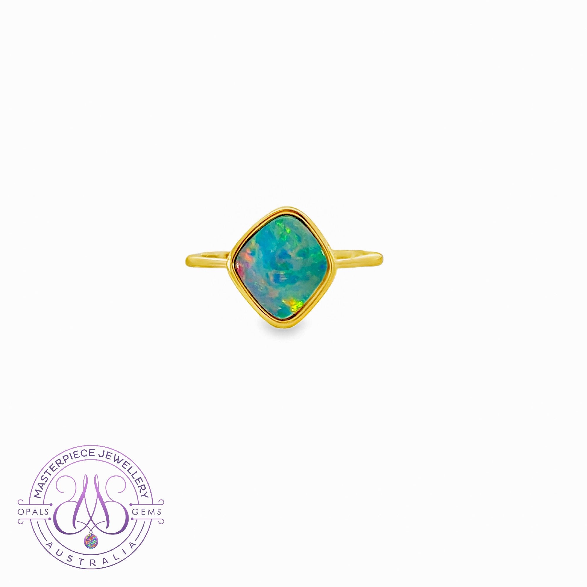 Gold Plated silver Opal doublet 11x12mm ring