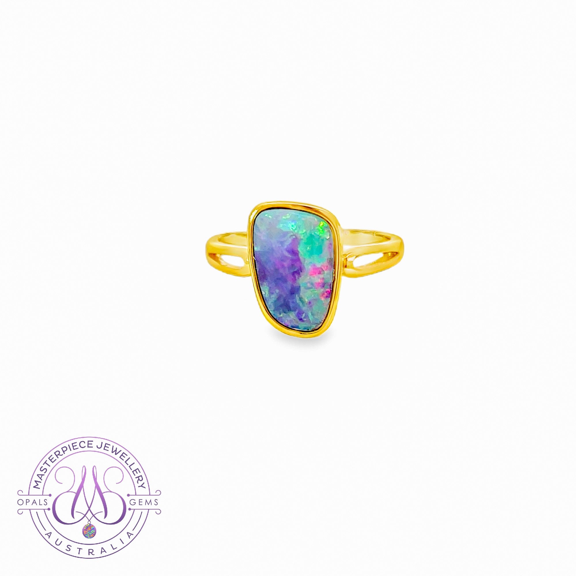 Gold Plated Silver Opal doublet 19x9mm ring