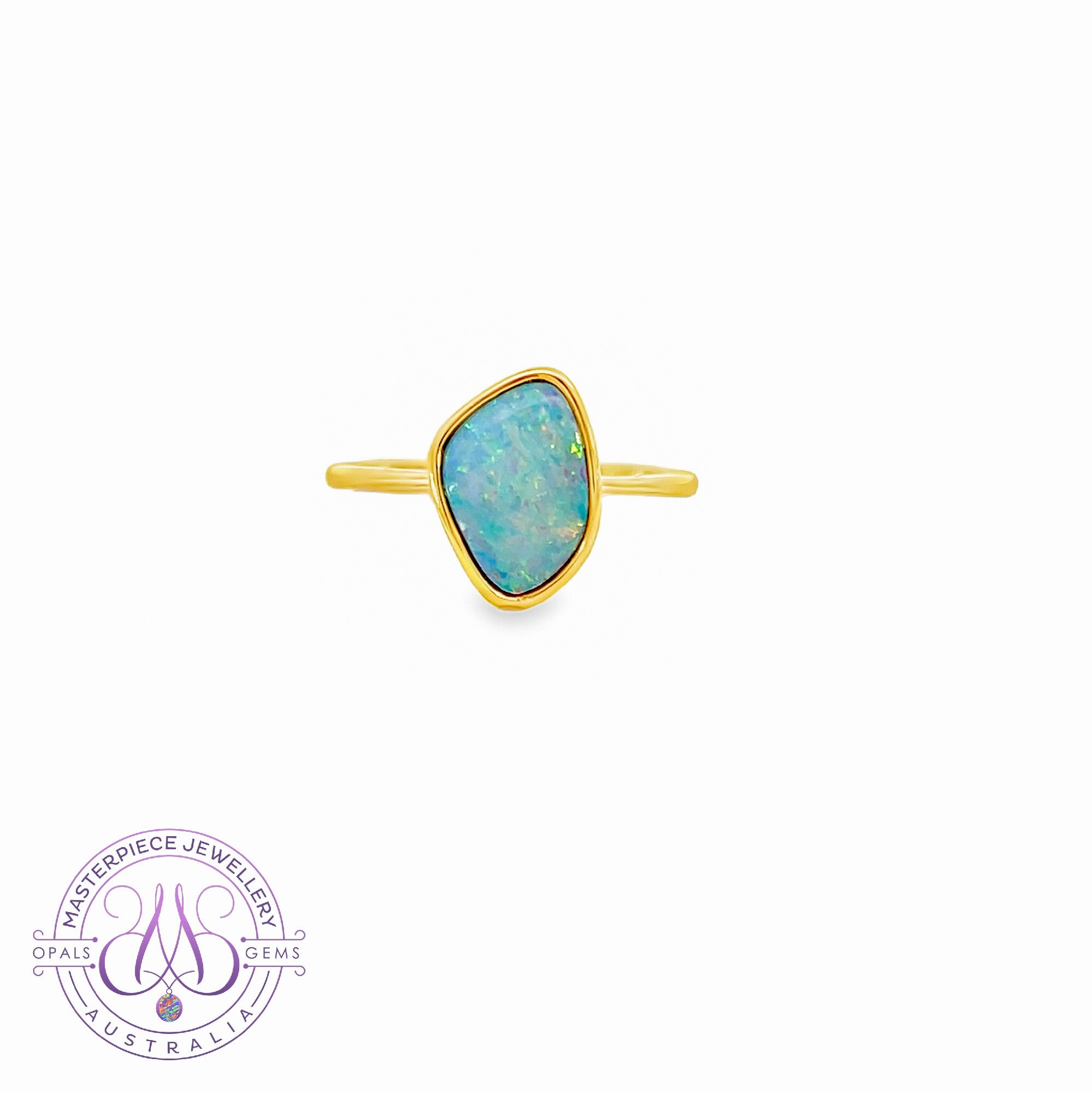 Gold Plated Opal 13x10mm doublet ring
