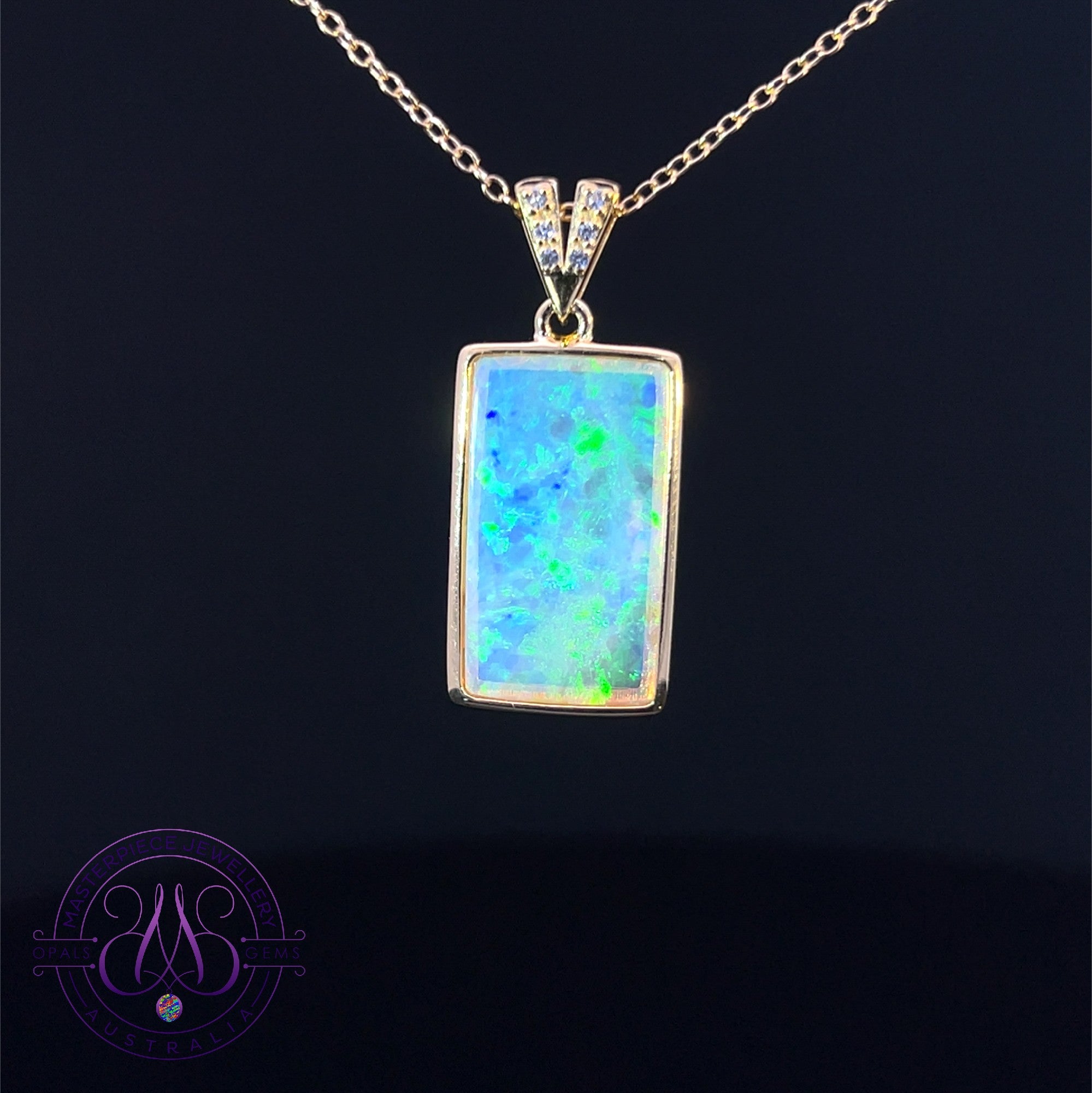 Gold Plated Silver Crystal Rectangular 3ct bezel set pendant